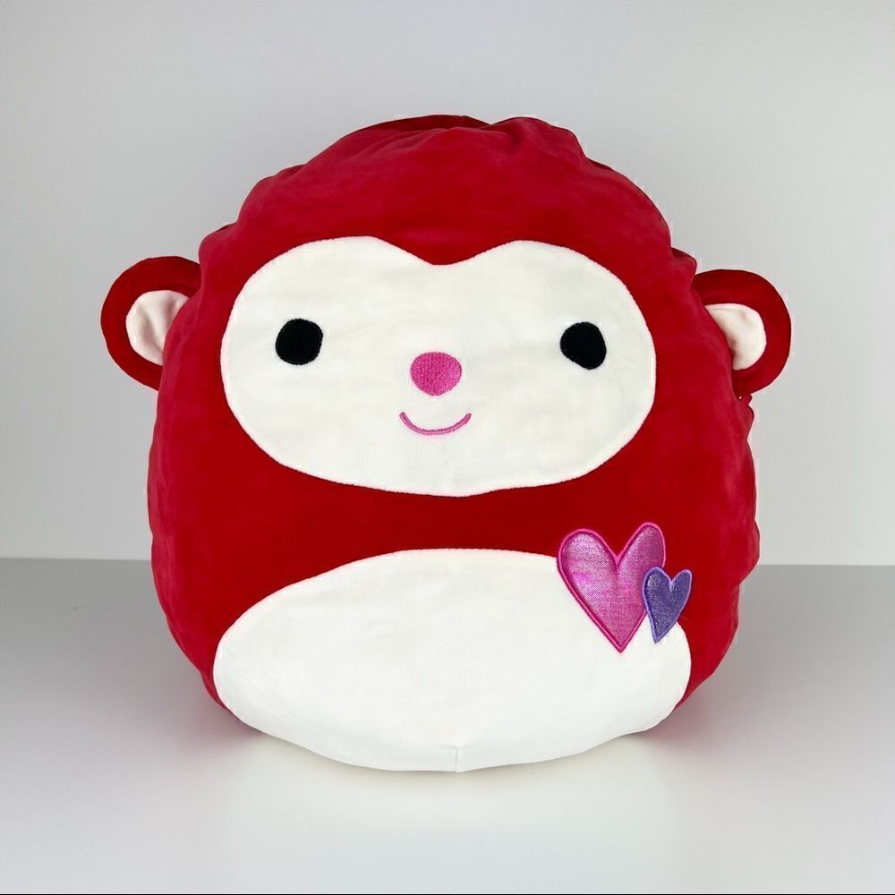 Squishmallow Red Maxwell Monkey Large Plush Animal Valentines Day